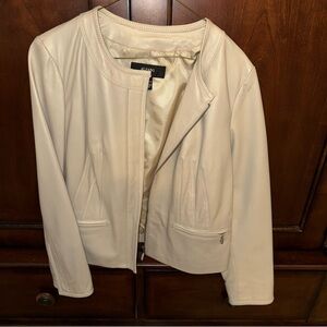 Alfani Cream Leather Jacket